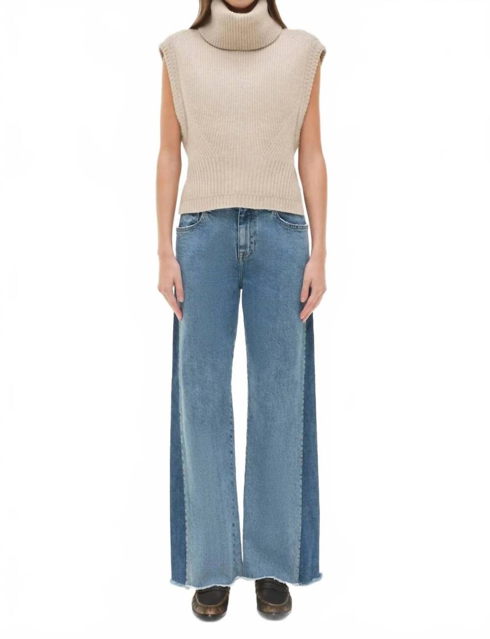 NEW SIMKHAI godet straight leg pant in coney island clearwater